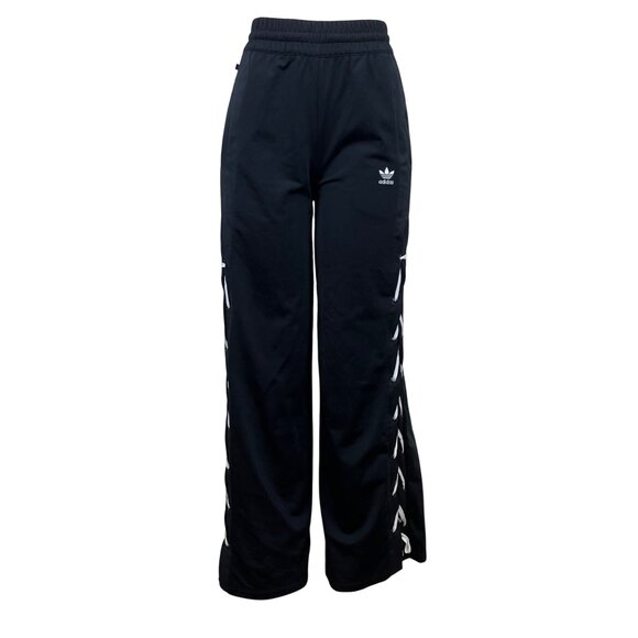 Adidas Womens Black Track Pants Parley Elastic Waist Wide Leg Sz XS - Picture 1 of 8